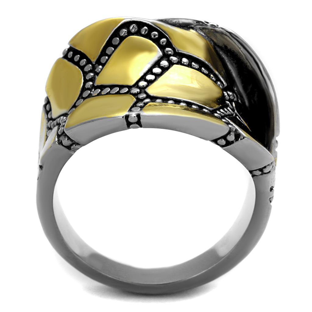 TK2368 - Two-Tone IP Gold (Ion Plating) Stainless Steel Ring with Epoxy in Jet