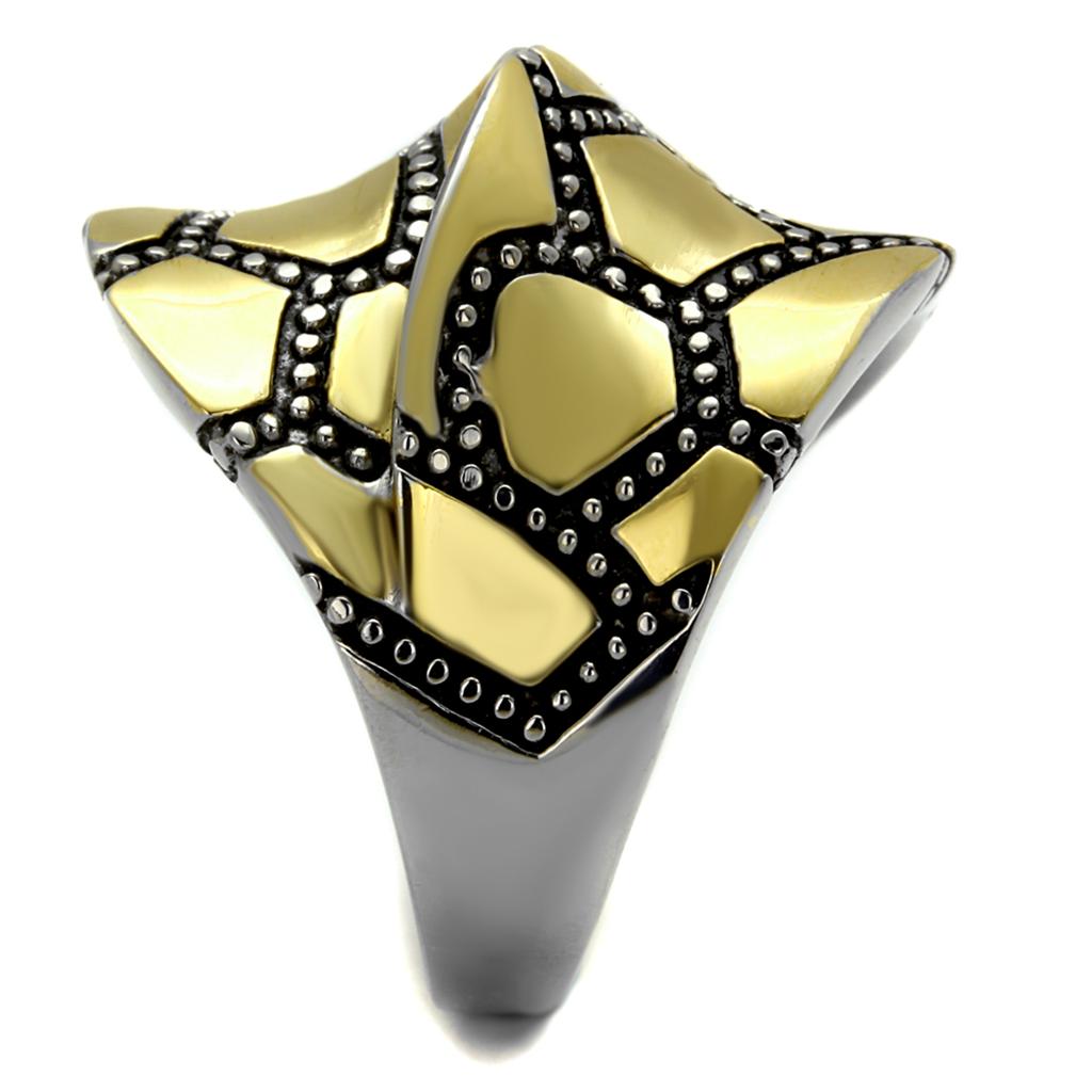 TK2368 - Two-Tone IP Gold (Ion Plating) Stainless Steel Ring with Epoxy in Jet