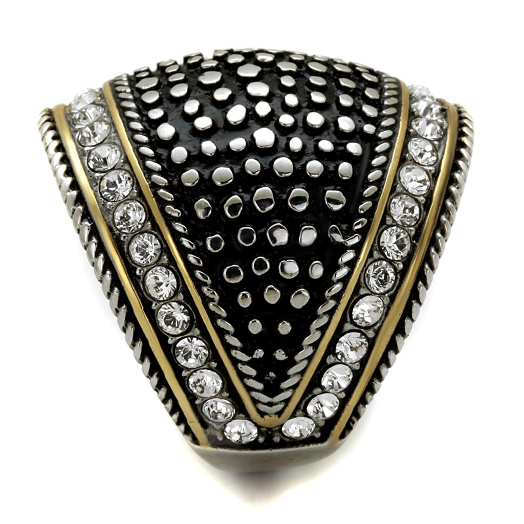 TK2369 - Two-Tone IP Gold (Ion Plating) Stainless Steel Ring with Top Grade Crystal in Clear