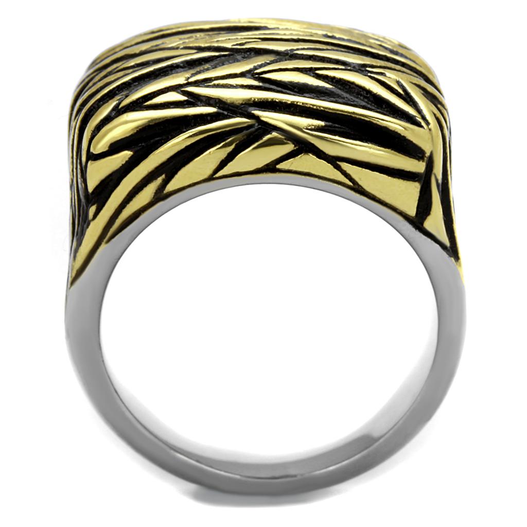 TK2370 - Two-Tone IP Gold (Ion Plating) Stainless Steel Ring with Epoxy in Jet