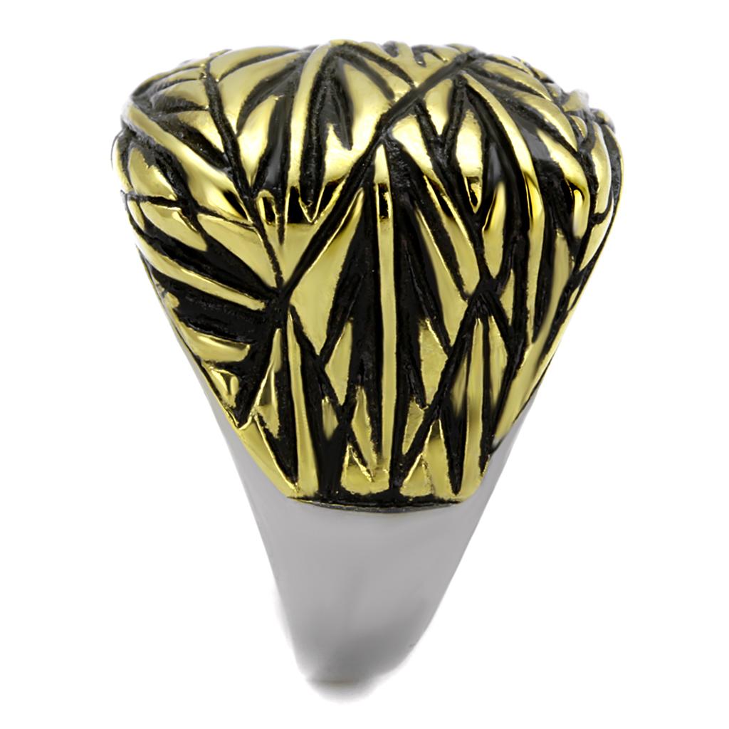 TK2370 - Two-Tone IP Gold (Ion Plating) Stainless Steel Ring with Epoxy in Jet