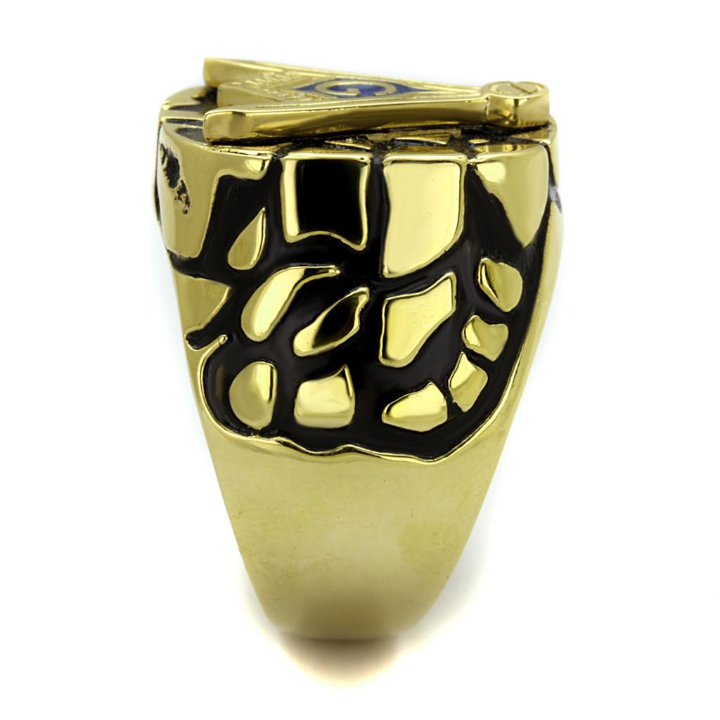 TK2372 - IP Gold(Ion Plating) Stainless Steel Ring with Epoxy in Capri Blue