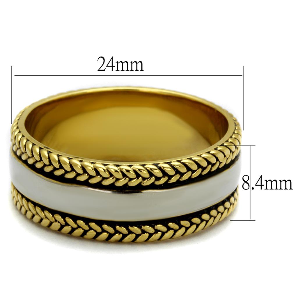 TK2375 - Two-Tone IP Gold (Ion Plating) Stainless Steel Ring with Epoxy in Jet