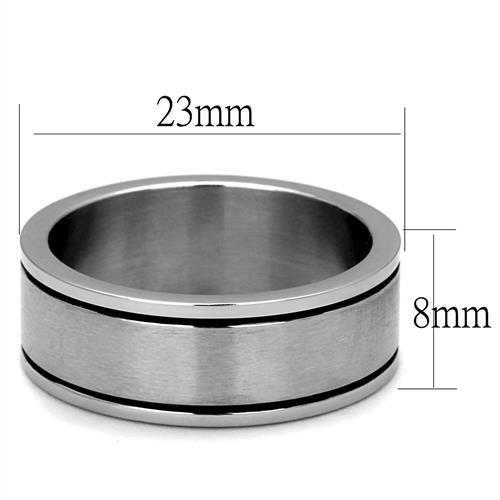 TK2389 - High polished (no plating) Stainless Steel Ring with Epoxy in Jet