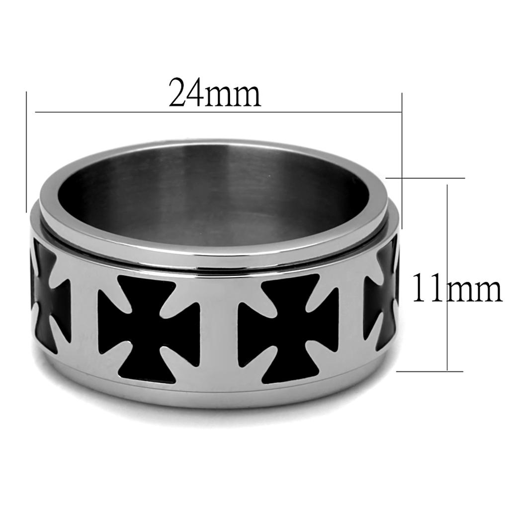 TK2391 - High polished (no plating) Stainless Steel Ring with Epoxy in Jet