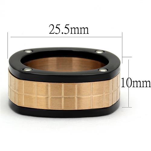 TK2406 - Three Tone IP (IP Rose Gold & IP Black & High Polished) Stainless Steel Ring with No Stone