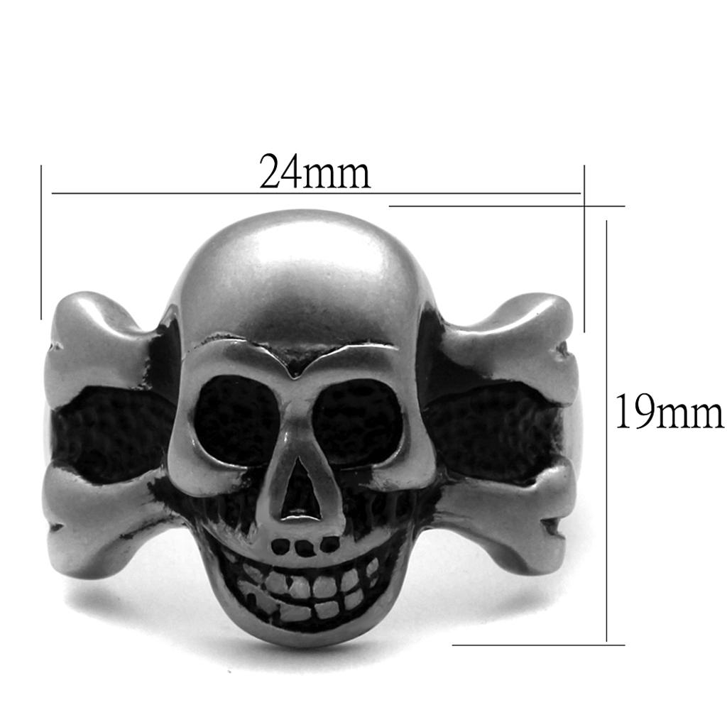 TK2416 - Antique Silver Stainless Steel Ring with Epoxy in Jet
