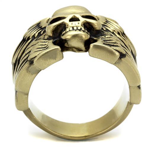 TK2445 - IP Antique Copper Stainless Steel Ring with Epoxy in Jet