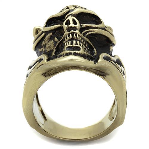 TK2446 - IP Antique Copper Stainless Steel Ring with Epoxy in Jet