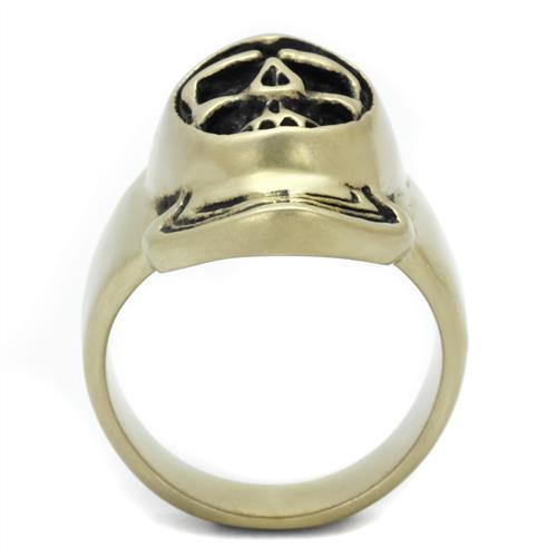 TK2447 - IP Antique Copper Stainless Steel Ring with Epoxy in Jet