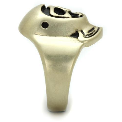TK2447 - IP Antique Copper Stainless Steel Ring with Epoxy in Jet