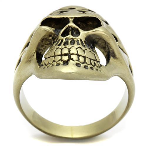 TK2448 - IP Antique Copper Stainless Steel Ring with Epoxy in Jet