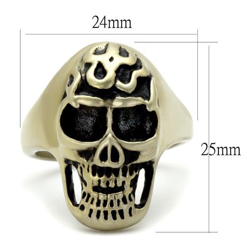TK2450 - IP Antique Copper Stainless Steel Ring with Epoxy in Jet
