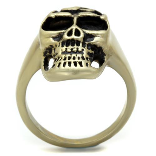 TK2450 - IP Antique Copper Stainless Steel Ring with Epoxy in Jet