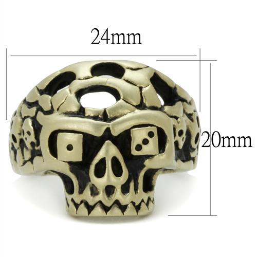 TK2452 - IP Antique Copper Stainless Steel Ring with Epoxy in Jet