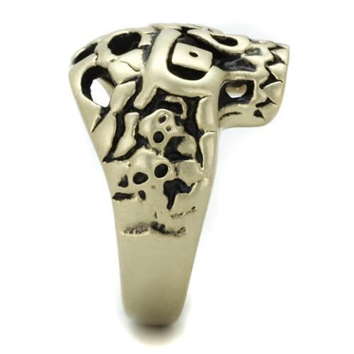 TK2452 - IP Antique Copper Stainless Steel Ring with Epoxy in Jet
