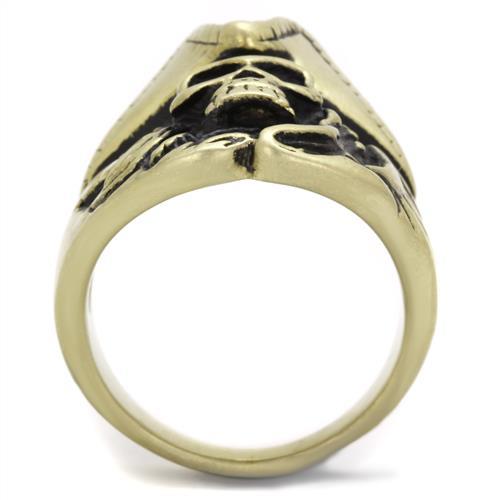 TK2453 - IP Antique Copper Stainless Steel Ring with Epoxy in Jet