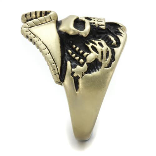 TK2453 - IP Antique Copper Stainless Steel Ring with Epoxy in Jet