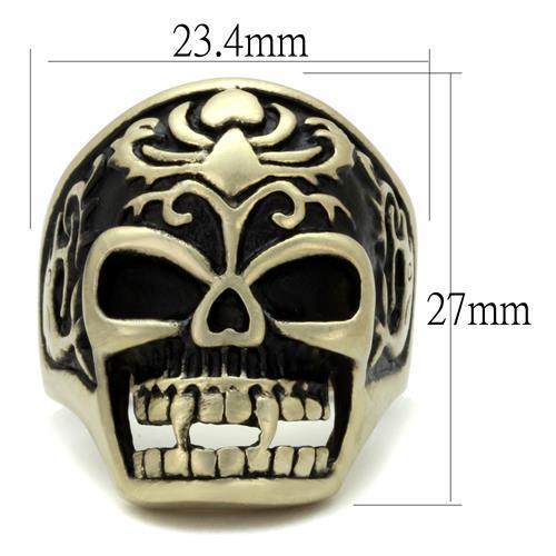 TK2454 - IP Antique Copper Stainless Steel Ring with Epoxy in Jet