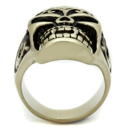 TK2454 - IP Antique Copper Stainless Steel Ring with Epoxy in Jet