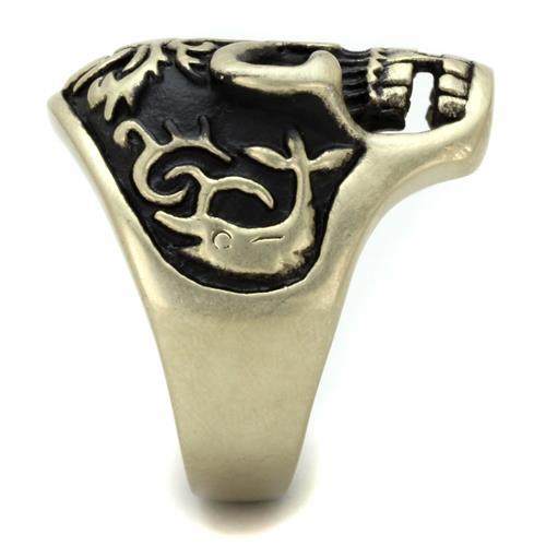 TK2454 - IP Antique Copper Stainless Steel Ring with Epoxy in Jet