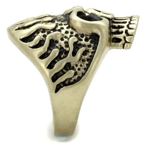 TK2455 - IP Antique Copper Stainless Steel Ring with Epoxy in Jet