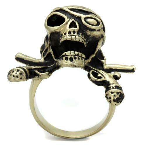 TK2456 - IP Antique Copper Stainless Steel Ring with Epoxy in Jet