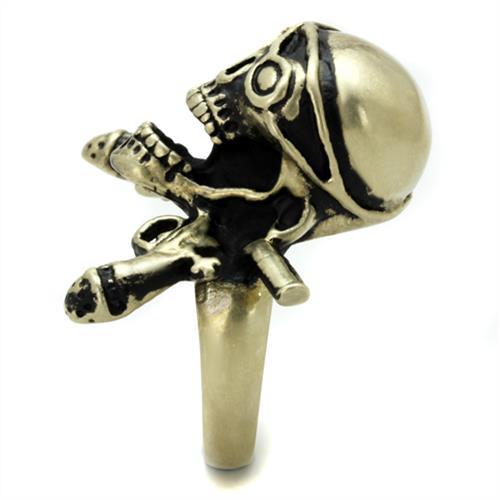 TK2456 - IP Antique Copper Stainless Steel Ring with Epoxy in Jet