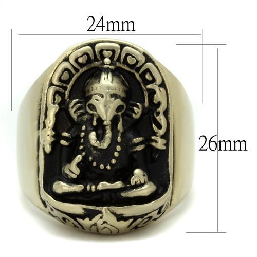 TK2457 - IP Antique Copper Stainless Steel Ring with Epoxy in Jet