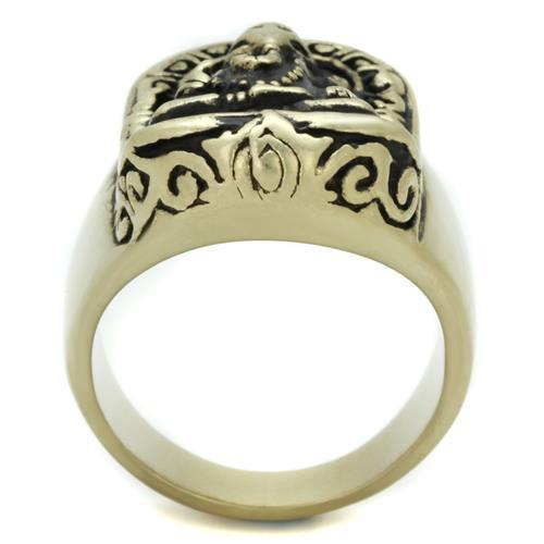 TK2457 - IP Antique Copper Stainless Steel Ring with Epoxy in Jet