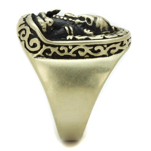 TK2457 - IP Antique Copper Stainless Steel Ring with Epoxy in Jet