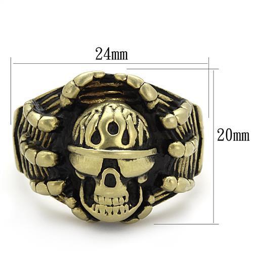 TK2461 - IP Antique Copper Stainless Steel Ring with Epoxy in Jet
