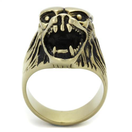 TK2462 - IP Antique Copper Stainless Steel Ring with Epoxy in Jet