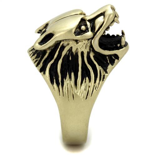 TK2462 - IP Antique Copper Stainless Steel Ring with Epoxy in Jet