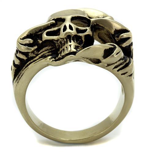 TK2464 - IP Antique Copper Stainless Steel Ring with Epoxy in Jet