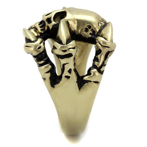 TK2464 - IP Antique Copper Stainless Steel Ring with Epoxy in Jet