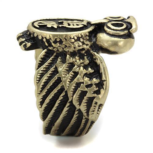 TK2465 - IP Antique Copper Stainless Steel Ring with Epoxy in Jet