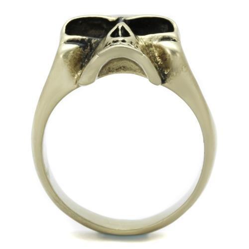 TK2467 - IP Antique Copper Stainless Steel Ring with Epoxy in Jet