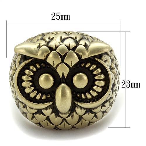 TK2468 - IP Antique Copper Stainless Steel Ring with Epoxy in Jet