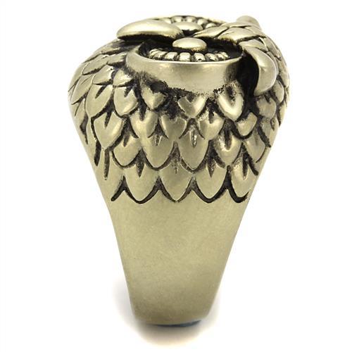 TK2468 - IP Antique Copper Stainless Steel Ring with Epoxy in Jet