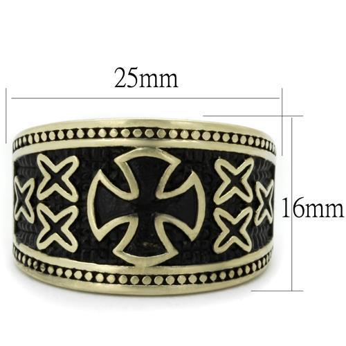 TK2469 - IP Antique Copper Stainless Steel Ring with Epoxy in Jet