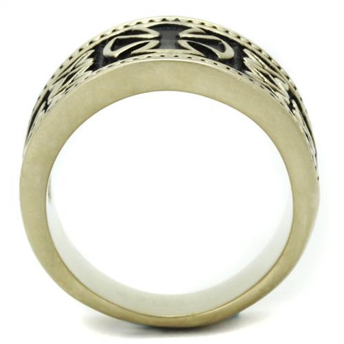 TK2469 - IP Antique Copper Stainless Steel Ring with Epoxy in Jet