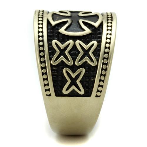 TK2469 - IP Antique Copper Stainless Steel Ring with Epoxy in Jet
