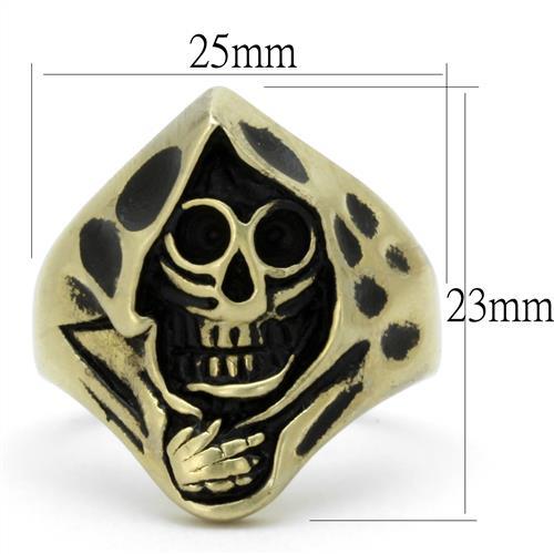 TK2474 - IP Antique Copper Stainless Steel Ring with Epoxy in Jet