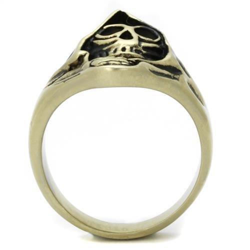 TK2474 - IP Antique Copper Stainless Steel Ring with Epoxy in Jet