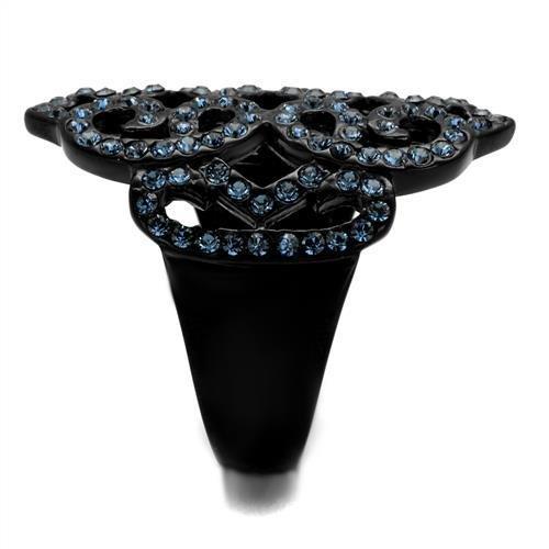 TK2481 - IP Black(Ion Plating) Stainless Steel Ring with Top Grade Crystal in Montana