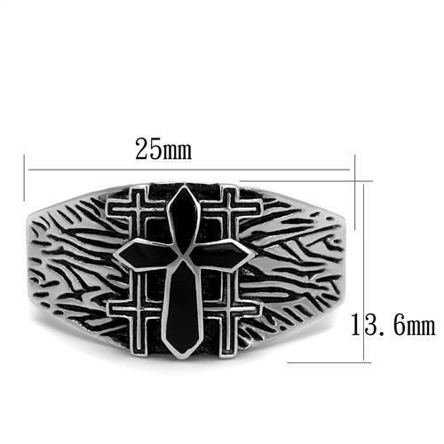TK2505 - High polished (no plating) Stainless Steel Ring with Epoxy in Jet