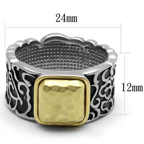 TK2509 - Two-Tone IP Gold (Ion Plating) Stainless Steel Ring with Epoxy in Jet