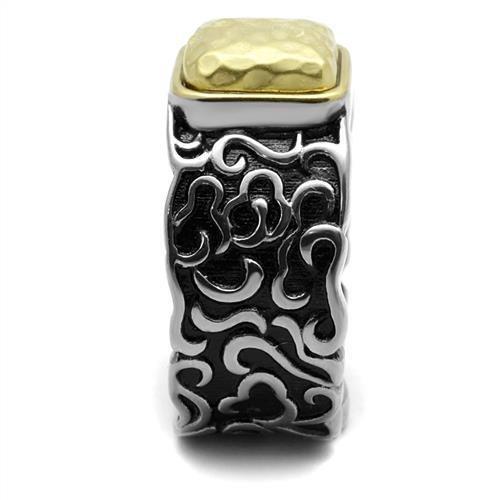 TK2509 - Two-Tone IP Gold (Ion Plating) Stainless Steel Ring with Epoxy in Jet