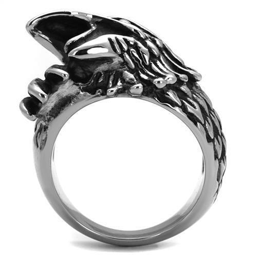 TK2515 - High polished (no plating) Stainless Steel Ring with Epoxy in Jet